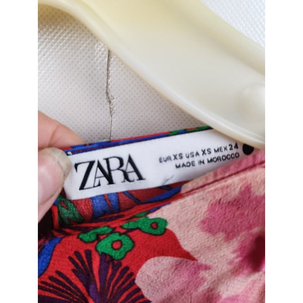 Zara Pink Multi Draped Floral Print Long Sleeve Gathered Blouse Size XS - Picture 6 of 8